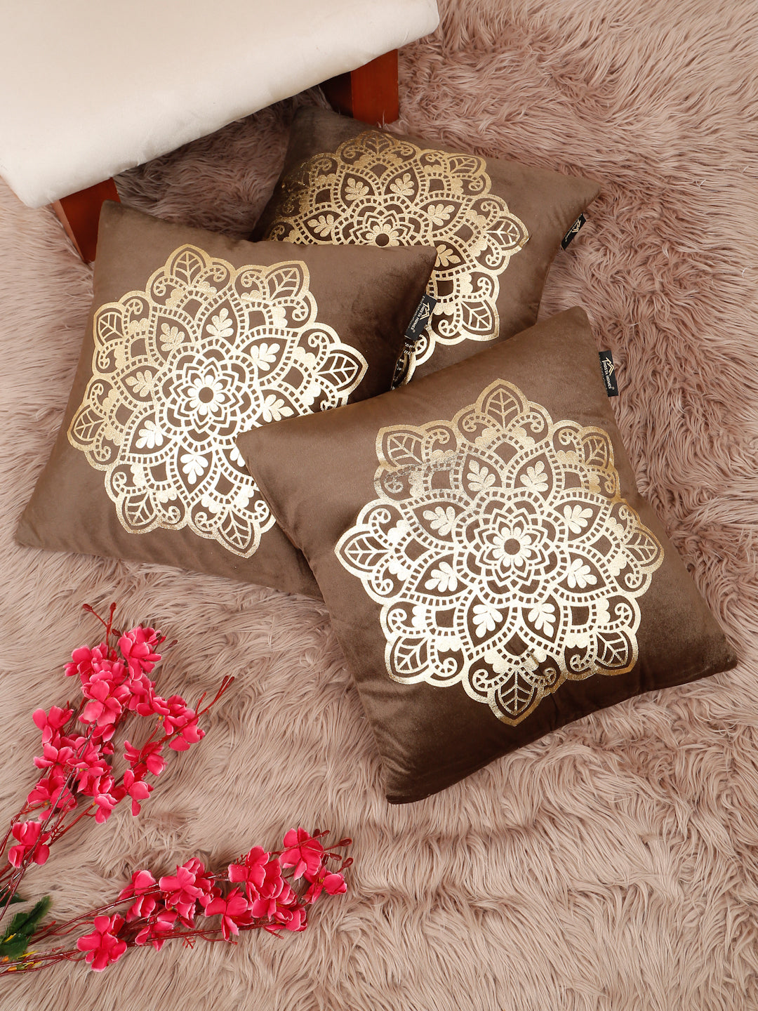 Ethnic Motifs Velvet Square Cushion Covers 16 X 16 INCHES