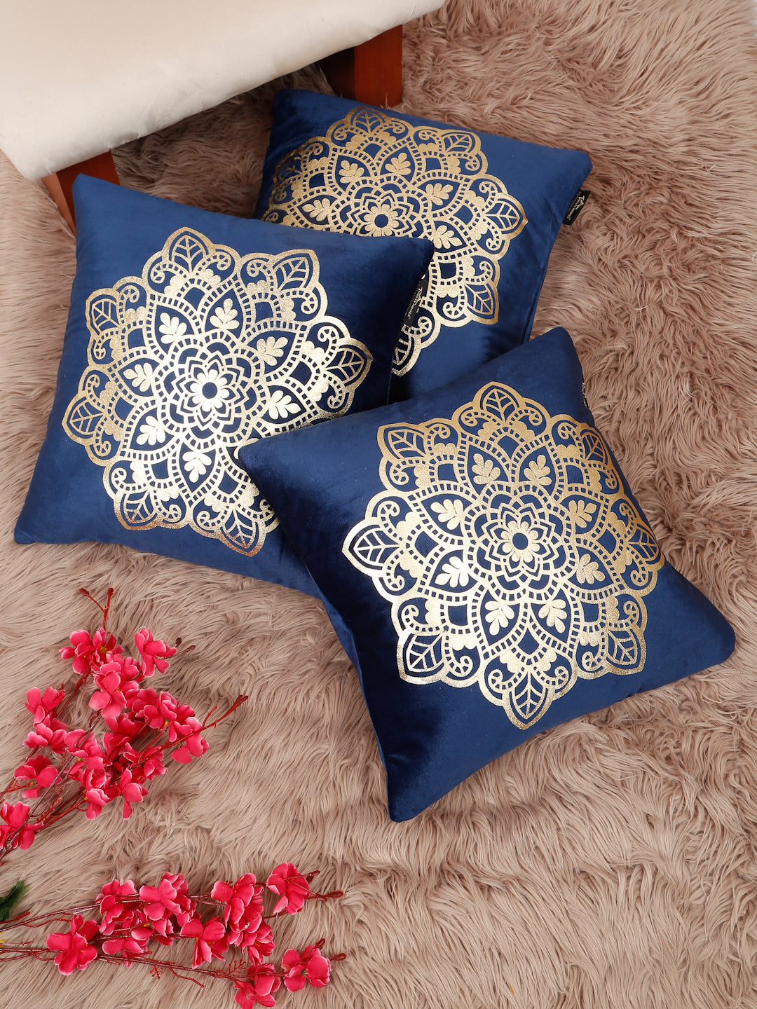 Ethnic Motifs Velvet Square Cushion Covers 16 X 16 INCHES