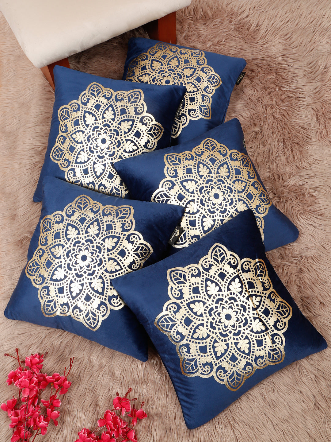 Ethnic Motifs Velvet Square Cushion Covers 16 X 16 INCHES