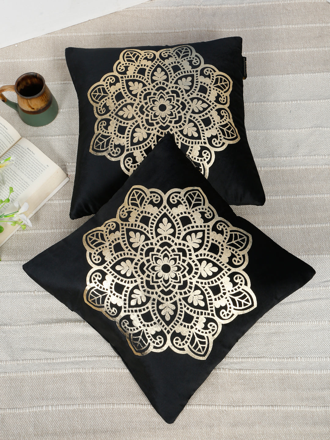 Ethnic Motifs Velvet Square Cushion Covers 16 X 16 INCHES