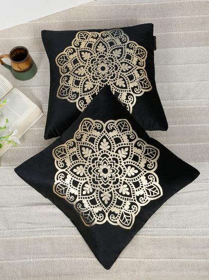 Ethnic Motifs Velvet Square Cushion Covers 16 X 16 INCHES