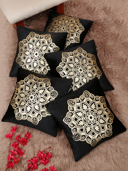 Ethnic Motifs Velvet Square Cushion Covers 16 X 16 INCHES