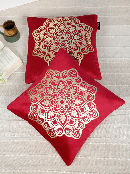 Ethnic Motifs Velvet Square Cushion Covers 16 X 16 INCHES