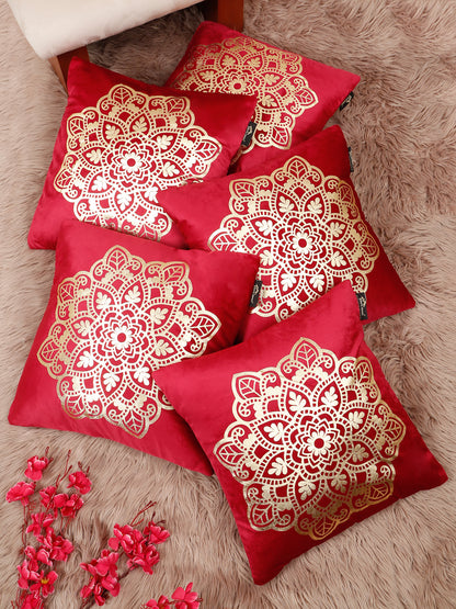 Ethnic Motifs Velvet Square Cushion Covers 16 X 16 INCHES