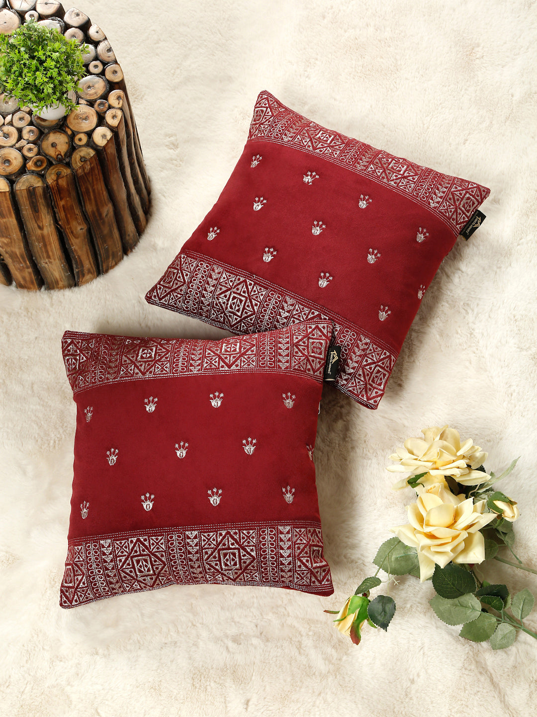 Soft Velvet Embroidred Cushion Covers 16 x 16 inch