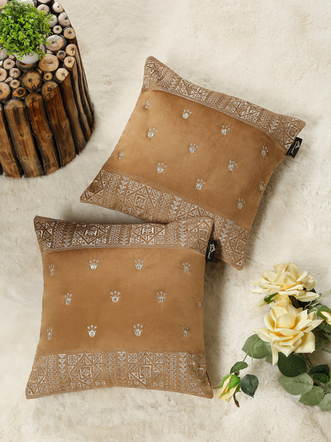 Soft Velvet Embroidred Cushion Covers 16 x 16 inch