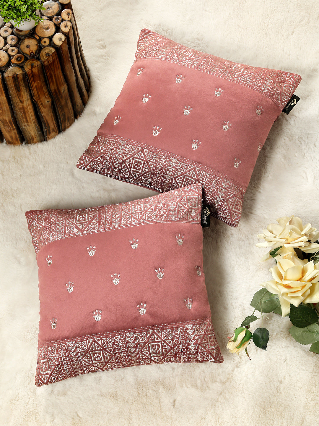 Soft Velvet Embroidred Cushion Covers 16 x 16 inch