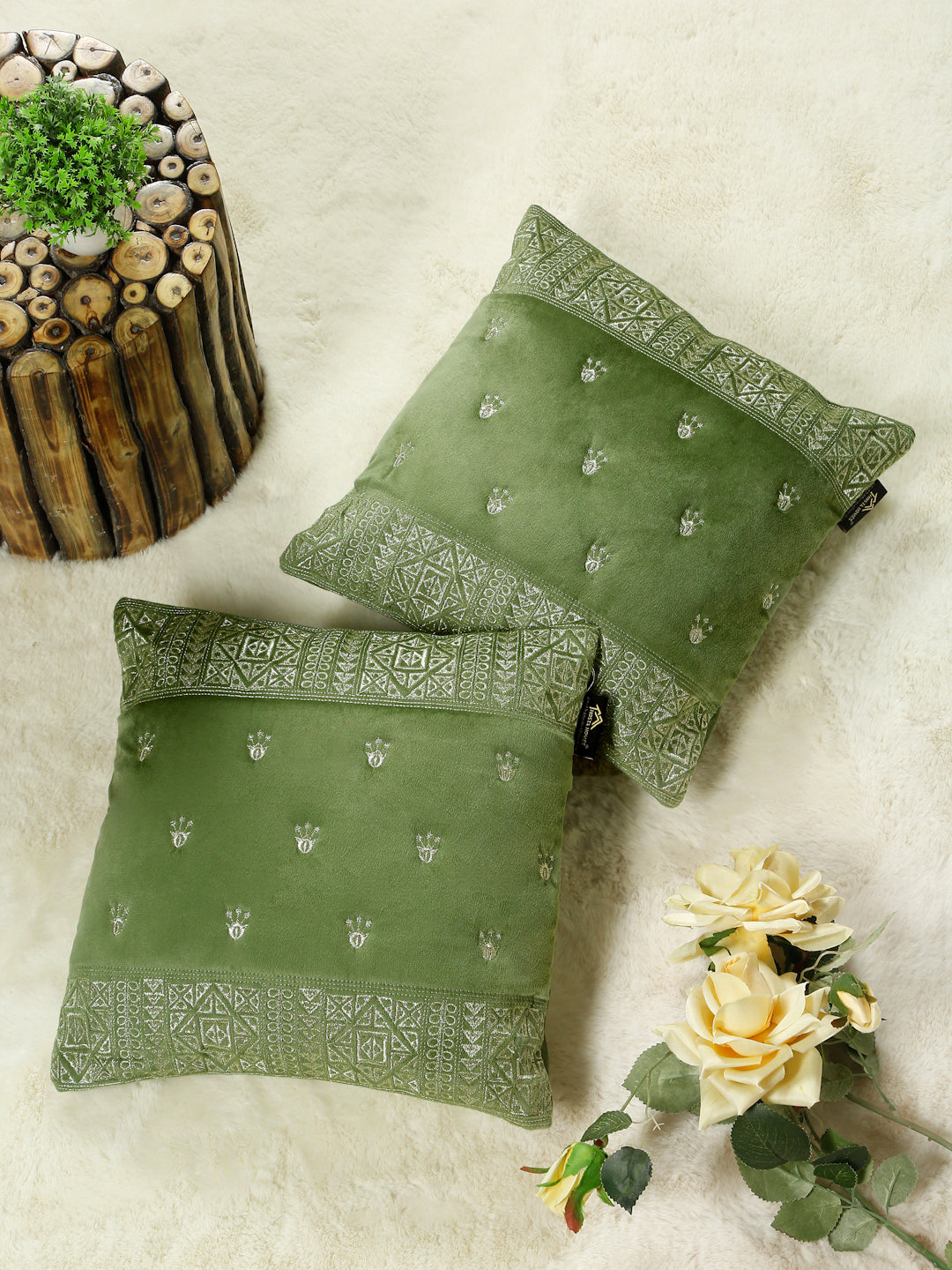 Soft Velvet Embroidred Cushion Covers 16 x 16 inch