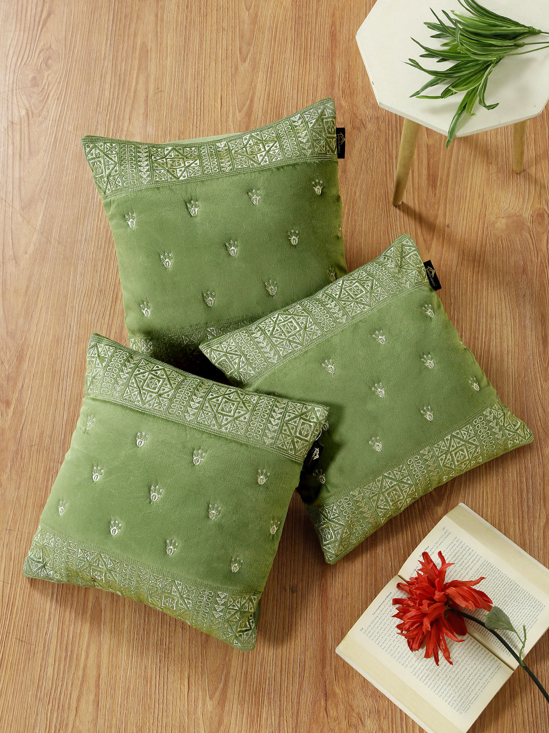 Soft Velvet Embroidred Cushion Covers 16 x 16 inch