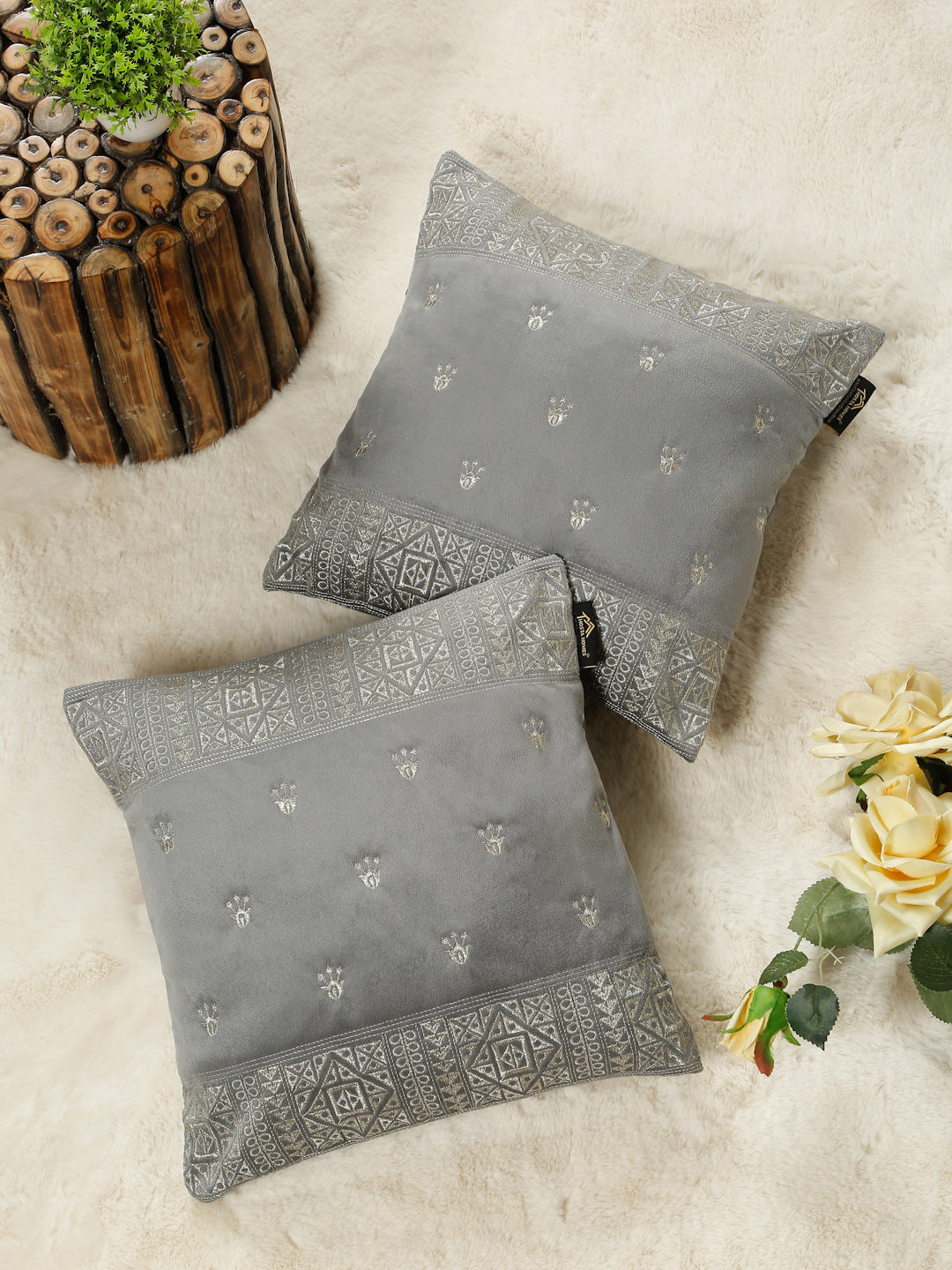 Soft Velvet Embroidred Cushion Covers 16 x 16 inch