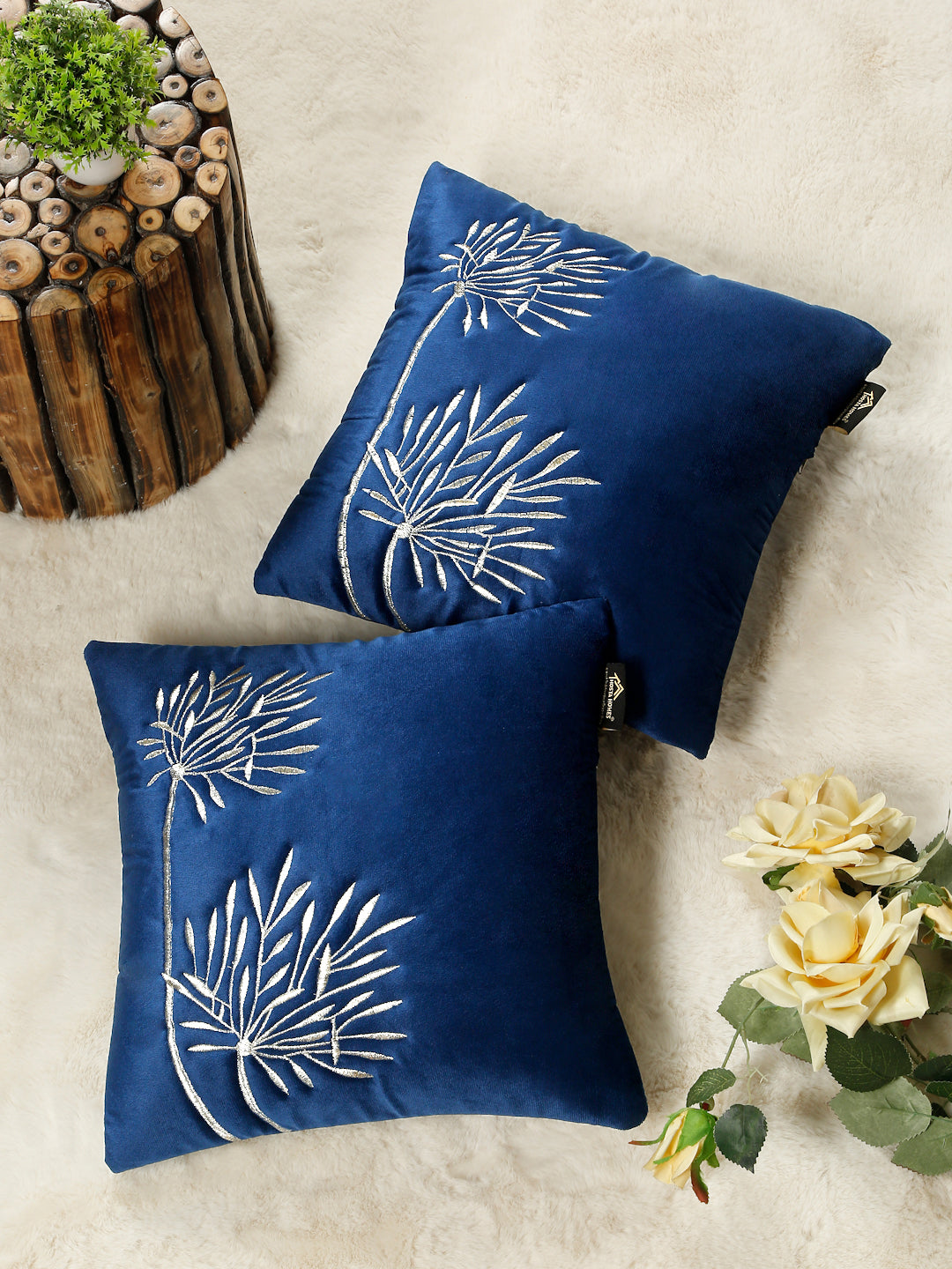 Soft Velvet Embroidred Cushion Covers 16 x 16 Inch