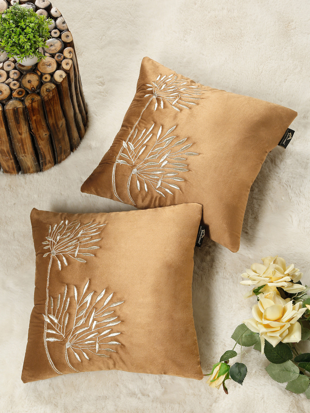 Soft Velvet Embroidred Cushion Covers 16 x 16 Inch