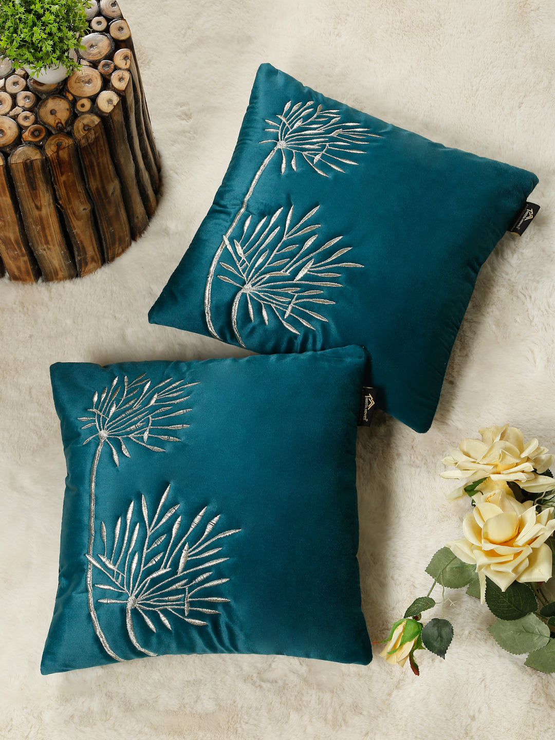 Soft Velvet Embroidred Cushion Covers 16 x 16 Inch