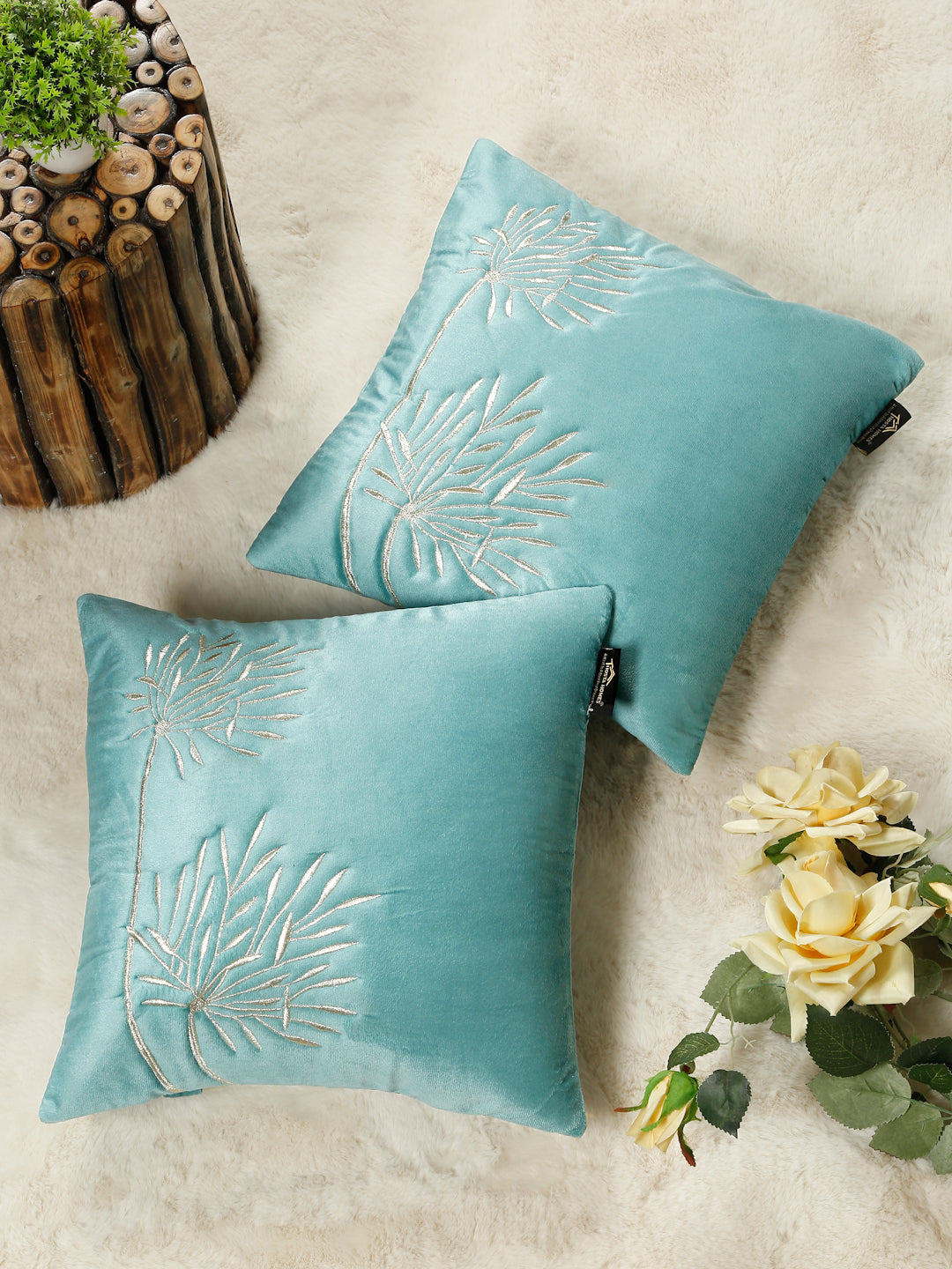 Soft Velvet Embroidred Cushion Covers 16 x 16 Inch