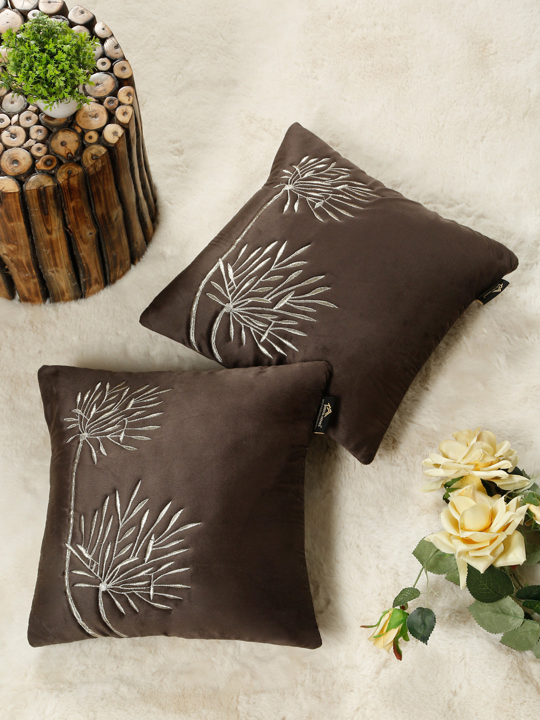 Soft Velvet Embroidred Cushion Covers 16 x 16 Inch