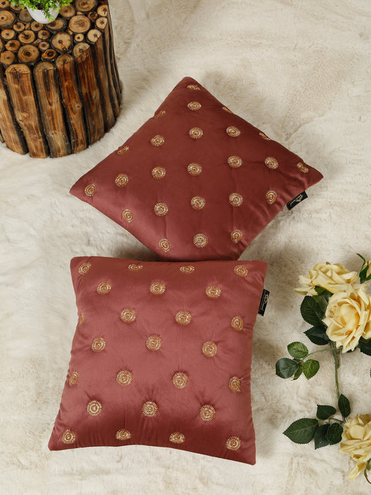 SOFT VELVET GEOMETRIC PATTERN EMBROIDRED CUSHION COVERS 16 X 16 INCH