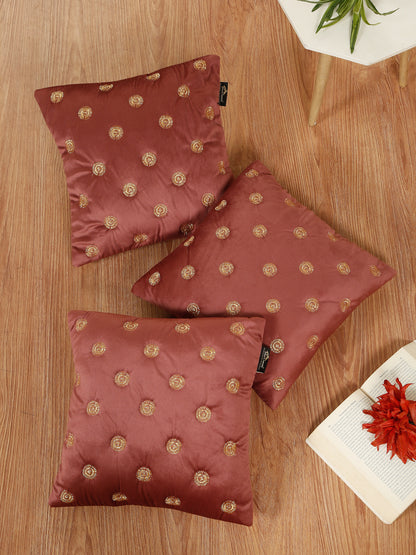 SOFT VELVET GEOMETRIC PATTERN EMBROIDRED CUSHION COVERS 16 X 16 INCH