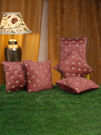 SOFT VELVET GEOMETRIC PATTERN EMBROIDRED CUSHION COVERS 16 X 16 INCH