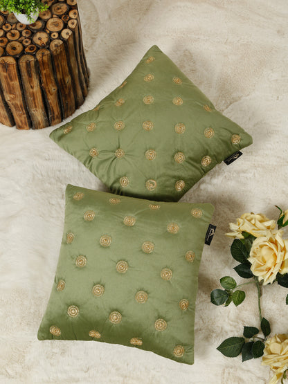 SOFT VELVET GEOMETRIC PATTERN EMBROIDRED CUSHION COVERS 16 X 16 INCH
