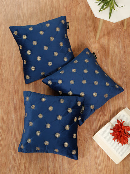 SOFT VELVET GEOMETRIC PATTERN EMBROIDRED CUSHION COVERS 16 X 16 INCH