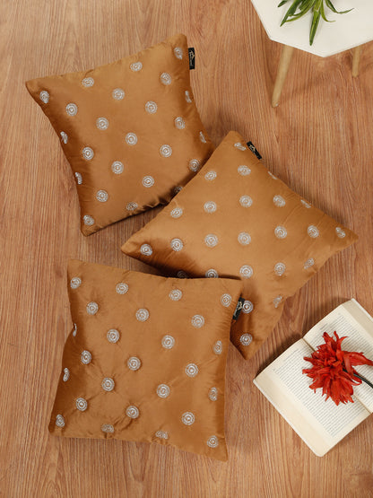 SOFT VELVET GEOMETRIC PATTERN EMBROIDRED CUSHION COVERS 16 X 16 INCH