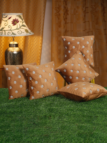 SOFT VELVET GEOMETRIC PATTERN EMBROIDRED CUSHION COVERS 16 X 16 INCH