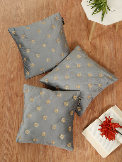 SOFT VELVET GEOMETRIC PATTERN EMBROIDRED CUSHION COVERS 16 X 16 INCH