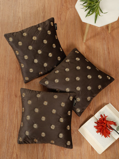 SOFT VELVET GEOMETRIC PATTERN EMBROIDRED CUSHION COVERS 16 X 16 INCH
