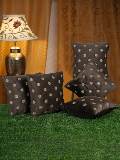 SOFT VELVET GEOMETRIC PATTERN EMBROIDRED CUSHION COVERS 16 X 16 INCH