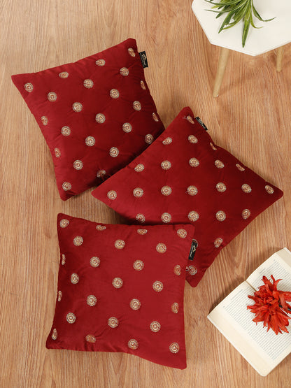 SOFT VELVET GEOMETRIC PATTERN EMBROIDRED CUSHION COVERS 16 X 16 INCH