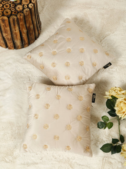 SOFT VELVET GEOMETRIC PATTERN EMBROIDRED CUSHION COVERS 16 X 16 INCH