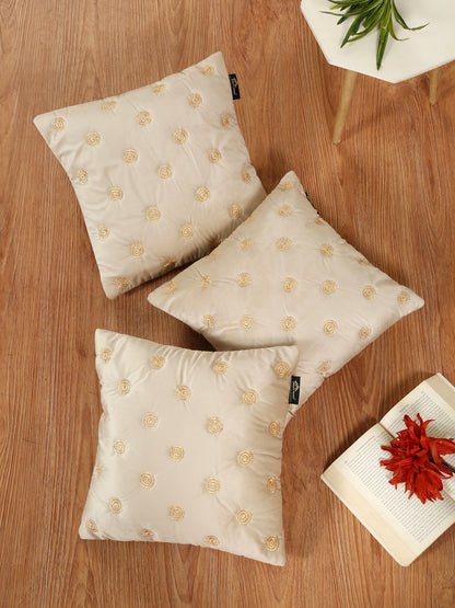 SOFT VELVET GEOMETRIC PATTERN EMBROIDRED CUSHION COVERS 16 X 16 INCH