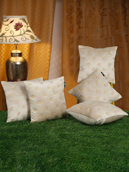 SOFT VELVET GEOMETRIC PATTERN EMBROIDRED CUSHION COVERS 16 X 16 INCH