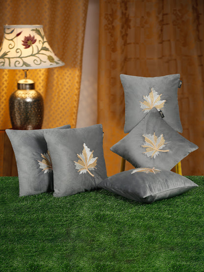 Soft Velvet Leaf Pattern embroidered cushion covers 16 x 16 inch