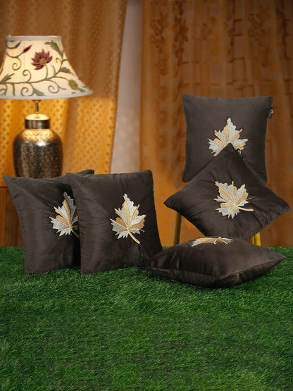 Soft Velvet Leaf Pattern embroidered cushion covers 16 x 16 inch