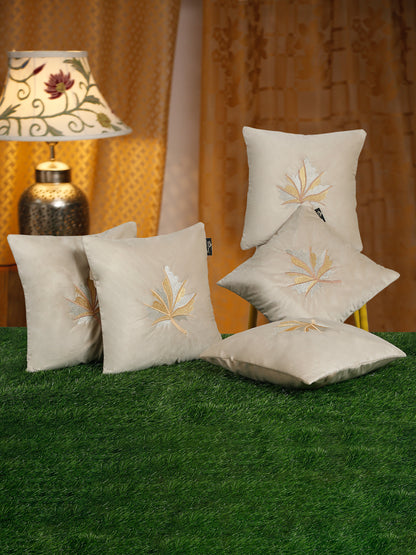 Soft Velvet Leaf Pattern embroidered cushion covers 16 x 16 inch
