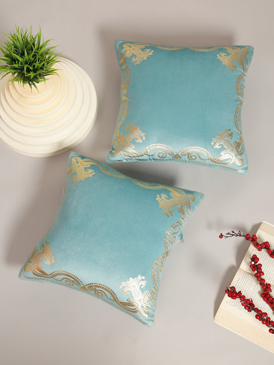 Soft Velvet Golden Foil Printed Cushion Covers ( 16 x 16 inch )