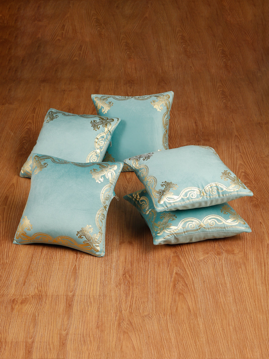 Soft Velvet Golden Foil Printed Cushion Covers ( 16 x 16 inch )