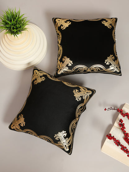 Soft Velvet Golden Foil Printed Cushion Covers ( 16 x 16 inch )