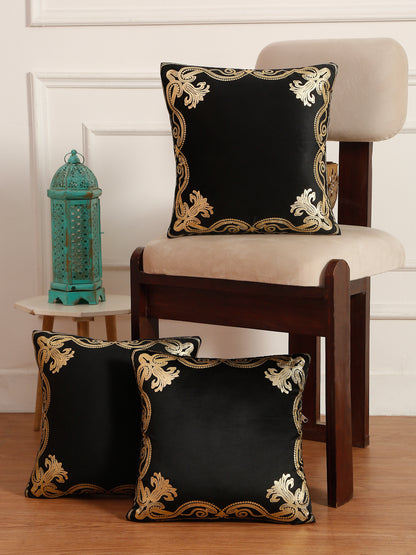 Soft Velvet Golden Foil Printed Cushion Covers ( 16 x 16 inch )