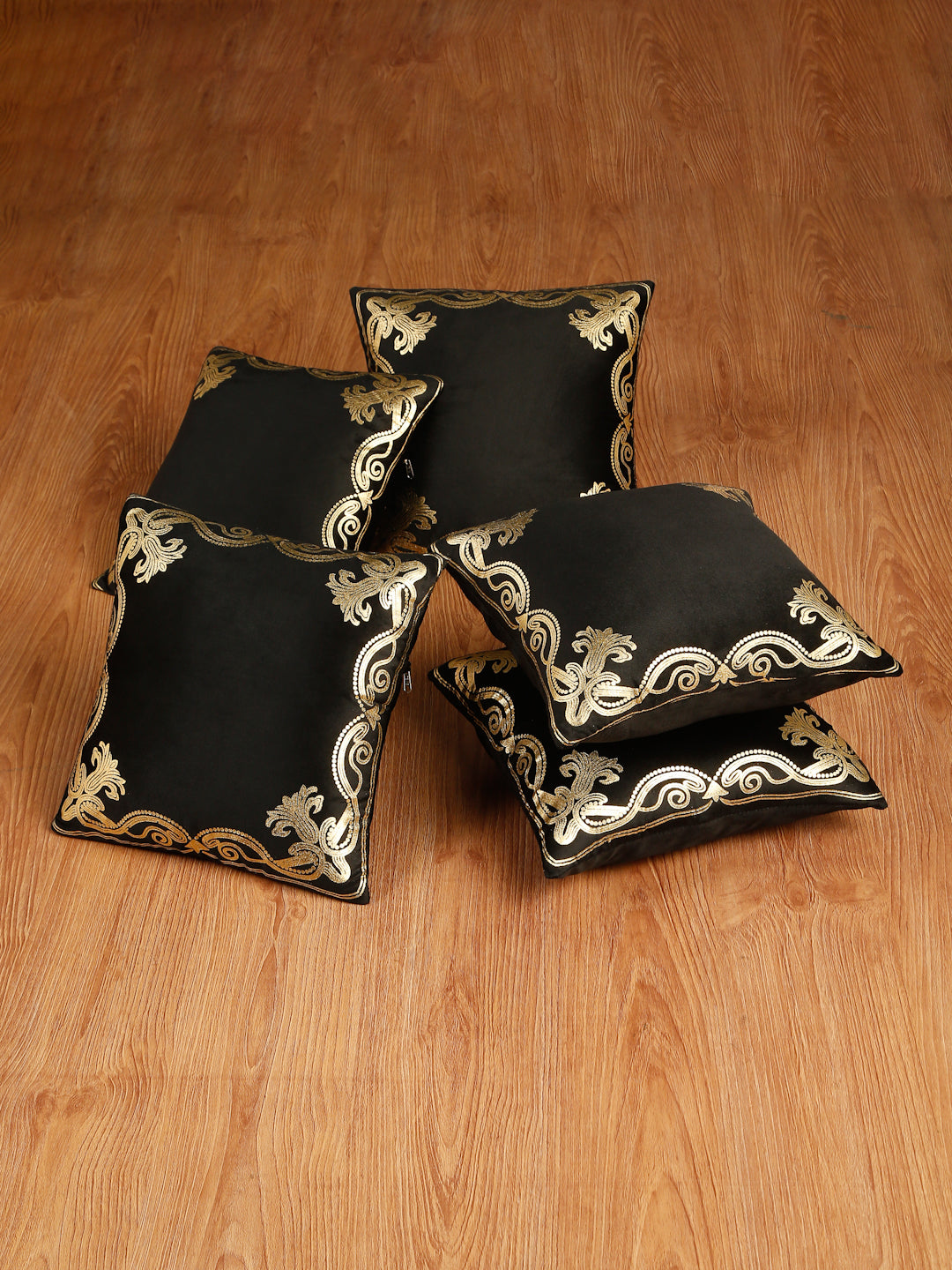 Soft Velvet Golden Foil Printed Cushion Covers ( 16 x 16 inch )