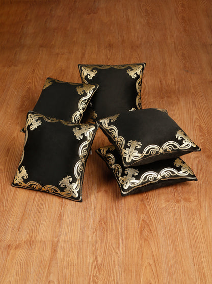 Soft Velvet Golden Foil Printed Cushion Covers ( 16 x 16 inch )