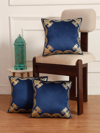 Soft Velvet Golden Foil Printed Cushion Covers ( 16 x 16 inch )