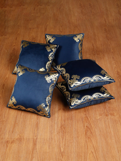 Soft Velvet Golden Foil Printed Cushion Covers ( 16 x 16 inch )