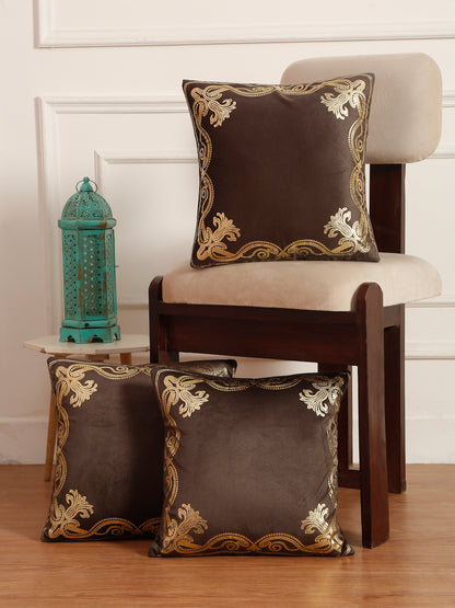 Soft Velvet Golden Foil Printed Cushion Covers ( 16 x 16 inch )