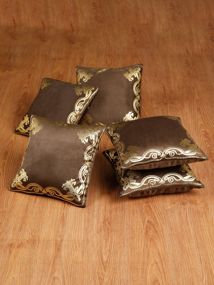 Soft Velvet Golden Foil Printed Cushion Covers ( 16 x 16 inch )