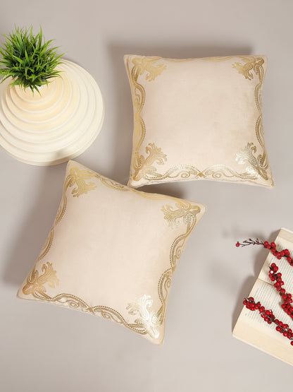 Soft Velvet Golden Foil Printed Cushion Covers ( 16 x 16 inch )