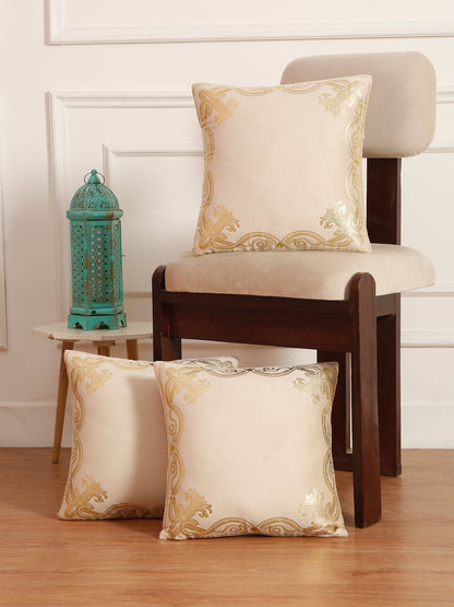 Soft Velvet Golden Foil Printed Cushion Covers ( 16 x 16 inch )