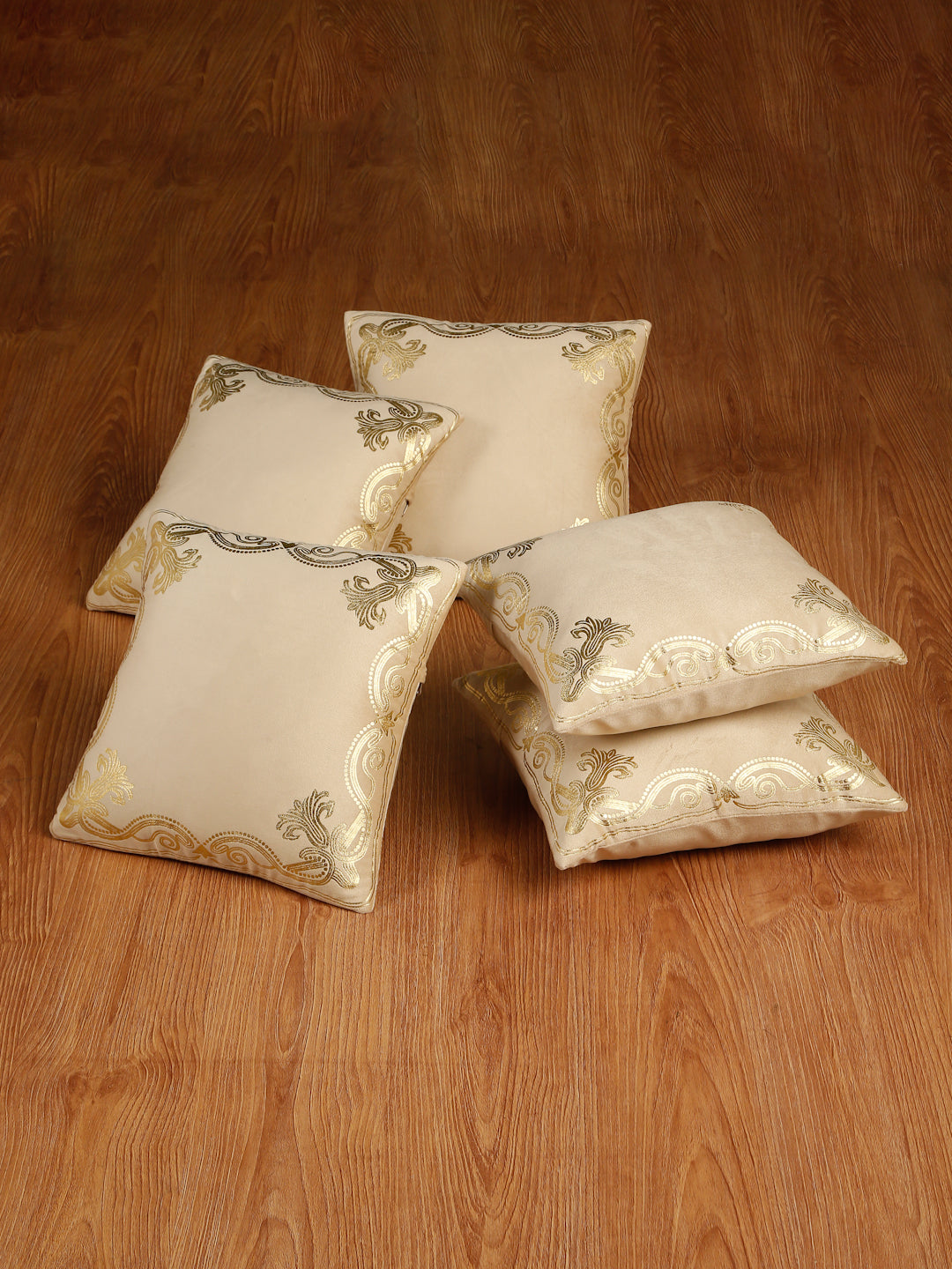 Soft Velvet Golden Foil Printed Cushion Covers ( 16 x 16 inch )