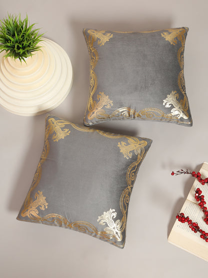 Soft Velvet Golden Foil Printed Cushion Covers ( 16 x 16 inch )